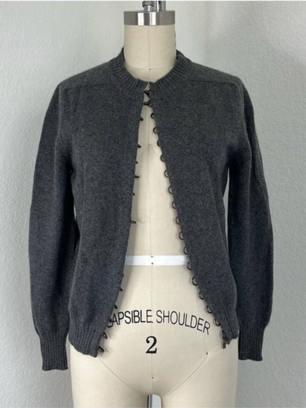 Balmain Cashmere Hook and Eye Closure Cardigan Sweater